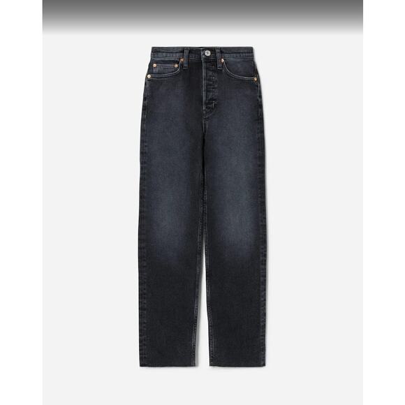 RE/DONE‎ Raw Hem Straight Leg High Rise Dark Jeans - Size 27